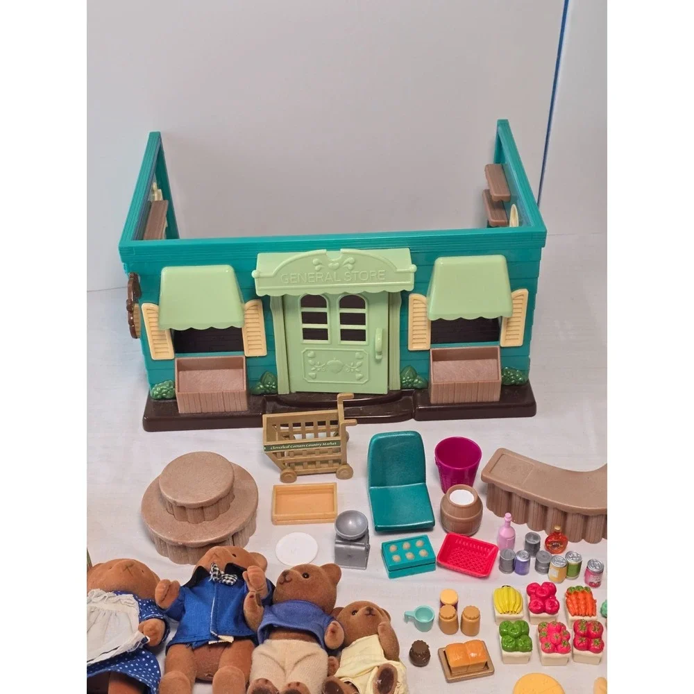 Li'l Woodzeez Calico Critters Mix HOPPIN' FARMERS MARKET Store with Toy Food